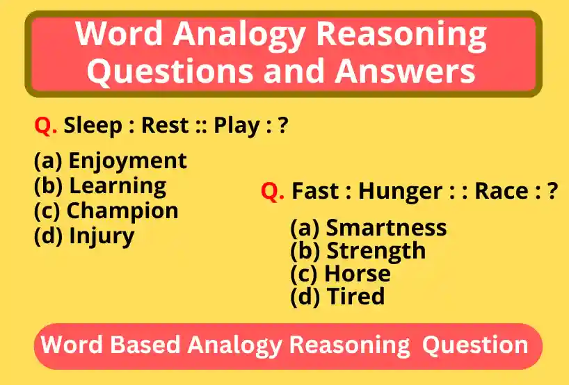 Word Analogy Reasoning Questions and Answers for competitive exam, word based analogy reasoning questions, word analogy examples, word analogies questions ssc cgl